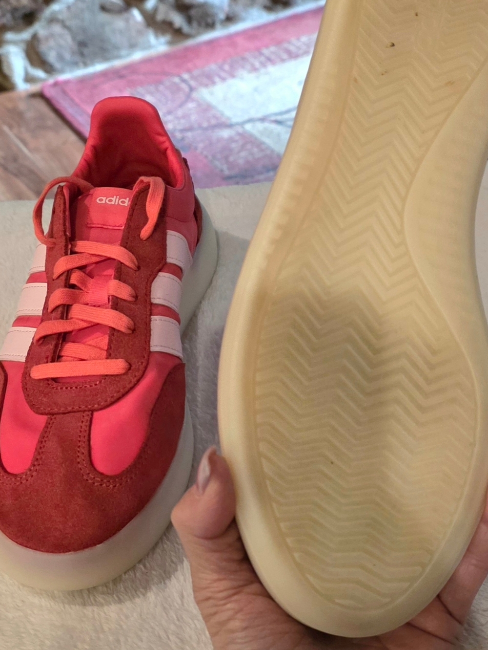 adidas Red and Pink Retro Low-Top Sneakers - Picture 4 of 9